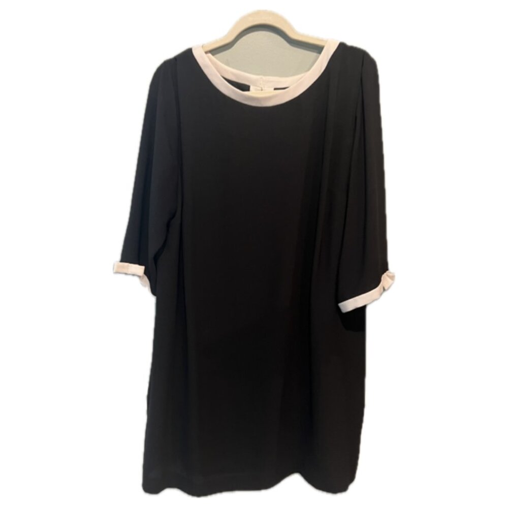 Black Shift Dress with Subtle White/Cream Bow Detail